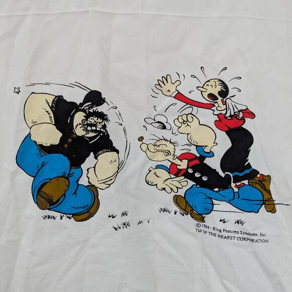 Vintage 1994 Popeye Brutus Olive Oyl Cartoon Graphic Button Down Shirt Men’s XL - Picture 1 of 5